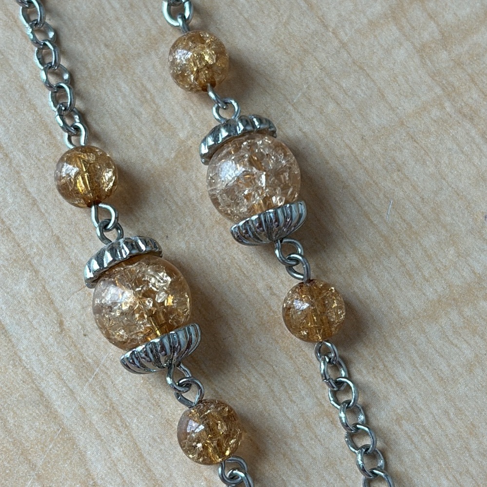 Lia Sophia necklace/ Urban Jungle/ amber color crackled look beads NWT